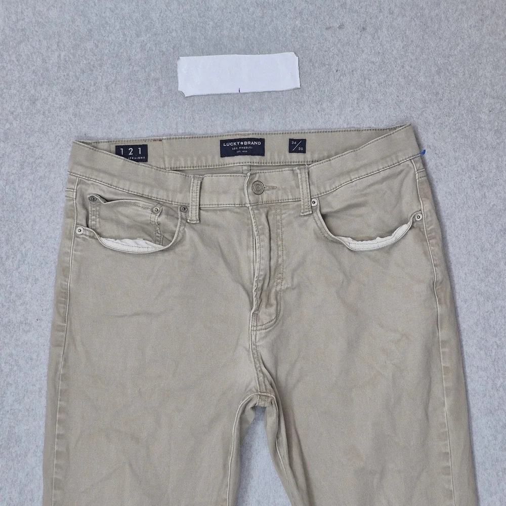 Lucky Brand Men Pants 34X30 Khaki Khakis 121 Slim Straight Button 28